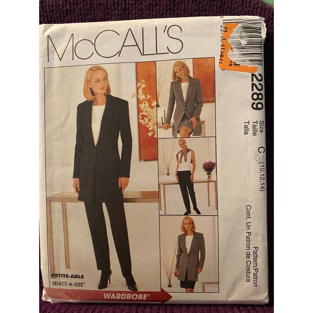 McCalls 2289 suit sewing pattern sz 10 12 14